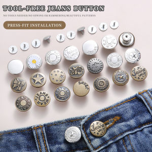 5/10pcs Jeans Buttons 17mm Replacement Sewing-free Press Stud Fixing Tool Non-nail Removable Jeans Buttons Clothing and Pants P