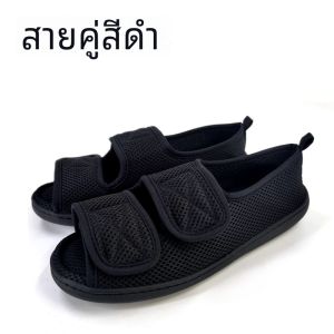 รองเท้าส้นแบนกว้างพิเศษแบบปรับได้สำหรับเท้าบวมเท้าเบาหวานปวดข้ออักเสบห่อในผ้าพันแผล ระบายอากาศได้ดี ลำลอง รองเท้าแบบสวม