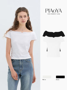 PIAOYA | Slim Fit Square Neck T-Shirt Short Style
