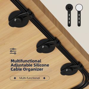 RQZN | Cable Organizer with Adjustable Clips Charging Cable Winder with Secure Fasteners Headphone Organizer with Silicone Tie Straps Network Cable Bundler Computer Power Cord Organizer Hub Cable Wrap Cable Management Tool
