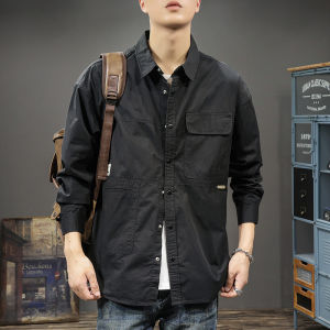 Loose Fit Mens Casual Shirt Trendy Workwear American Style Jacket Outerwear Fashionable Base Layer Top for Autumn Winter