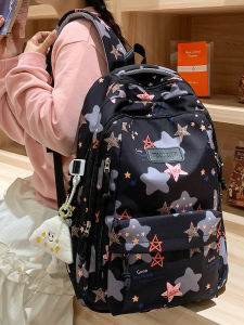 Large Capacity Star Backpack for Middle And High School Girls Student Double Shoulder Bag Campus Life Waterproof Nylon Material