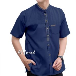 Kemko Kemeja Koko Santai Pria Dewasa Lengan Pendek Bahan Katun