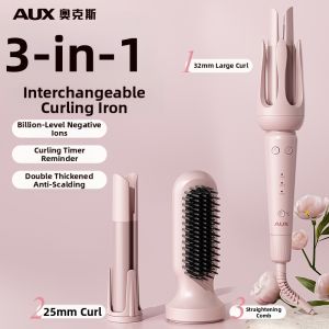 AUX | AUX Three-in-One Automatic Curling Iron 32mm Negative Ion Straightening Comb Replaceable Hair Styling Tool for All Hair Types