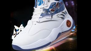 Korean Style High Top Basketball Sneakers Shock Absorbing Outdoor Casual Shoes Blue/Green Size 40-44