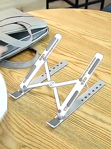 【✅SG READY STOCK】RICHMENTMALL Laptop Stand Laptop Holder Riser Computer Tablet Stand 6 Angles Adjustable Aluminum Ergonomic Foldable Portable Desktop Holder Compatible with 11-15.6” MacBookiPad HP Dell Lenovo Silver