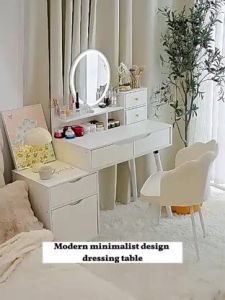 Modern Minimalist Design Dressing Table D1 with side cabinet and drawer storage