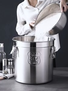304 stainless steel sealed bucket insect proof and moisture-proof rice jar household rice bucket soup bucket