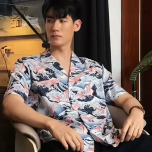 (JUN) Hawana Short Sleeves เสื้อเชิ้ตแขนสั้นฮาวานา Grey Zigzag