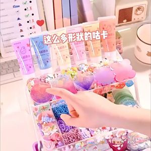 303 Pcs Guka Set Keychain Box DIY Ice Cream Sticker Set Acrylic Sticker Goo Card Set Girls Toys