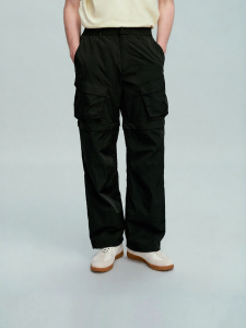 Champion | Black Solid Multi-Pocket Straight Mens Casual Pants