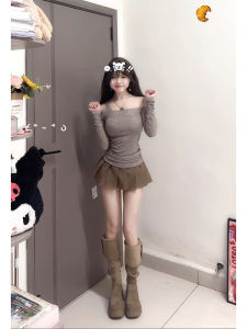 กระโปรงสั้นทรงเอเอวสูงสีกรมท่า Pure Desire สำหรับผู้หญิง ฤดูใบไม้ผลิและฤดูใบไม้ร่วง กระโปรงสั้นทรงเอทรงเอ กระโปรงสั้นทรงเอ