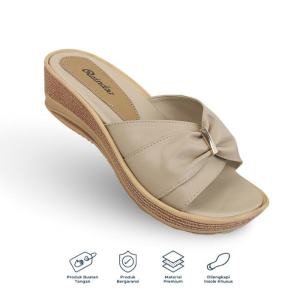 Raindoz RMH 345 - Sendal Kelom Casual Wanita | Sandal Wedges Sintetis Tinggi 5 Cm