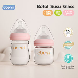 Oberni bayi Botol Susu  newborn Botol Kaca Bayi Leher Lebar Botol Susu Bayi Baru Lahir Anti Kolik anti-drop 4oz/5oz 0-6 Bulan
