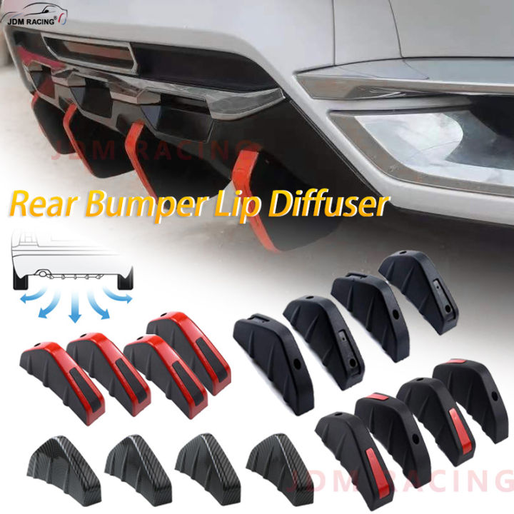 4pcs Universal Carbon Fiber Car Modified Rear Bumper Diffuser Spoiler