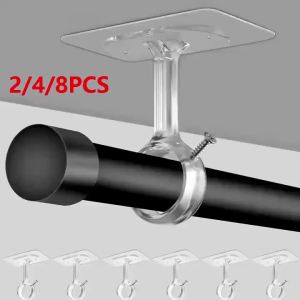 2 Chiếc Giá Đỡ Rèm Trần Có Keo Dính Chắc Chắn Điều Chỉnh Độ Cao Không Cần Khoan Đường Kính 1.2 Inch Dùng Cho Rèm Cửa Phụ Kiện Trang Trí
