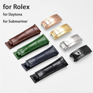 Genuine Leather Strap for Rolex Water Ghost for Daytona Submariner GMT Men Waterproof Folding Buckle Watch Bracelet Band 20mm