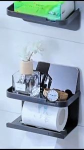HW061 - Toilet Paper Holder Wall Mount WC Storage Organizer Roll Paper Phone Shelf Holder Bathroom Accessories
