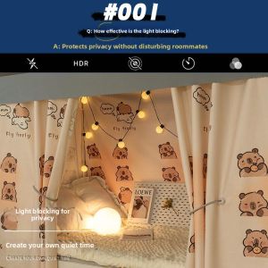 Dustproof and Light Blocking Bed Curtain for Girls Dormitory