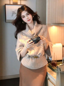 YUEZHONGWEI | Lazy Style High Neck Cable Sweater Long Sleeve