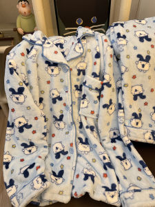 WomenS Coral Fleece Padded Sleepwear Winter Thickened Cute Tamagot Mamejji Home Clothes Plush Outerwear Comfortable Nightgown