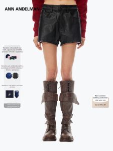ANN ANDELMAN | Eco-friendly Protein Leather Black Logo-embroidered Shorts