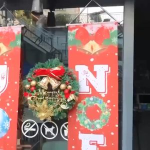 U-likee 32/40CM Big Christmas Wreath Door Hanging Ornaments Christmas Tree Pendant DIY Decoration Xmas Pine Cones Decor for Home