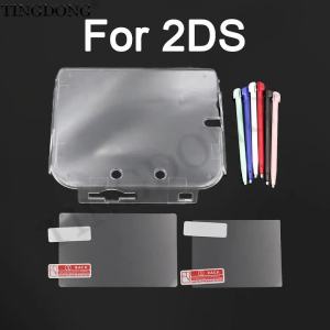 Clear Split Protective Case For 2DS Transparent Hard PC Shell Cover+Screen Protector film+Stylus Pen Game Console Accessories