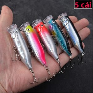 Bộ 5 Mồi Câu Nổi Mặt Nước Crankbaits Mồi Giả Cứng Popper Swimbait Mồi Rung Wobbler Dành Cho Cá Pike Cá Bass Cá Chép Câu Cá Biển Câu Cá Sông.