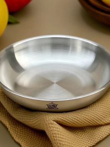 Thickened Solid Stainless Steel 18/10 Food Plate Fruit Salad Bowl Home Use Dishware Antibacterial round Edge Dinner Party