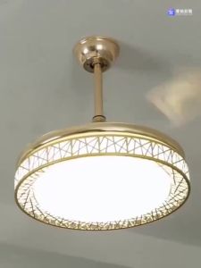[25 year warranty] Remote Chandelier 48-Inch Ceiling Fan with Ceiling LED Flush Mount Chandelier Retractable 4 Blades 3
