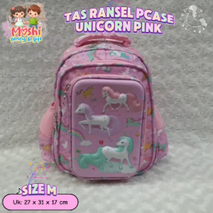 Tas Ransel TK Karakter dan Pencil Case Anak Perempuan TK Motif Unicorn Pink / Tas Sekolah Anak TK Girl