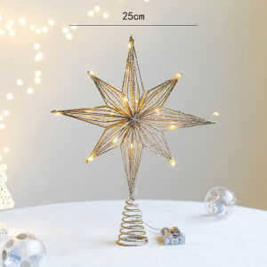 Christmas Tree Toppers Star With LED String Lights Ornaments For Christmas Home Party Decoration Festival Party New Year
