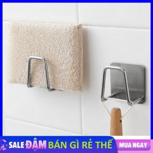 Giá Đỡ Inox Dán Bồn Rửa Chén Treo Đồ Dùng Mút Rửa Chén Ráo Nước - Móc Inox Dán Tường Móc Treo Miếng Rửa Chén Bọt Biển