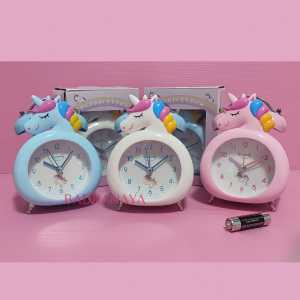 Jam Weker Meja/Jam Alarm Beker/Alarm Clock Kado Unik Lucu Motif Unicorn Bunyi Kring