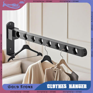 Wall-Mounted Clothes Hanger Stainless Steel Folding Retractable Hook No Punching Clothes Drying Rack Space Saving Home Supplies