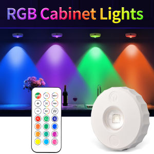 USB Rechargeable Under Cabinet Lights RGB Led Night Light Spotlights for Kitchen Display Closet with Remote Control Dimmable