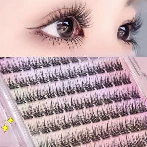 Effortless Glam Easy-Apply 120 Cluster Self-Adhesive False Eyelashes Kit - C Curling 12mm Fishtail Design Natural Cross Style