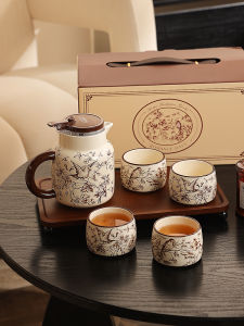 French Elegant Ceramic Tea Set for Brewing Tea in Living Room Home Wedding Moving Gift Includes Tea Pot And Tea Cups