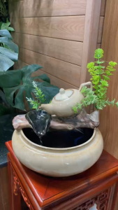 Thác nước phong thủy Bình trà tài lộc gia đạo bình an ấm no hạnh phúc Bát Tràng