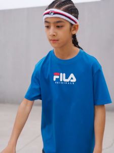 (130-170cm) FILA KIDS FOR CHAMPIONS ORIGINALE Boys Short Sleeve T-shirt in Navy blue / Blue / White