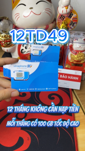 ( BEST SELLER ) SIÊU SIM 4G 5G VINAPHONE GÓI 12TD49 Có Ngay 100GB Tốc Độ cao Mỗi Tháng -  XÀI TRỌN GÓI 1 NĂM KHÔNG TỐN PHÍ DUY TRÌ. FREESHIP - CHƯA KÍCH HOẠT.