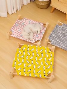 Pet Hammock Cat Solid Wood Bed for Cat Dog Portable Cat Bed Washable Dog Mat Sleeping Bed Waterproof