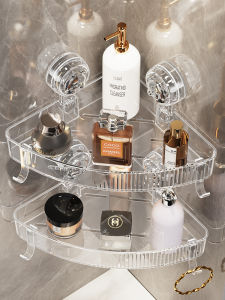 Bathroom Acrylic Storage Rack Suction Cup Toilet Organizer Sink Shelf Wall Mounted Bathroom Accessories Luxury Style Corner Shelf