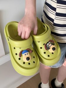 Two-Way Wear EVA Sandals with Hole Design Cartoon Dog Pattern Slip-On Summer Fun Beach Shoes for Women Anti-Slip Comfortable