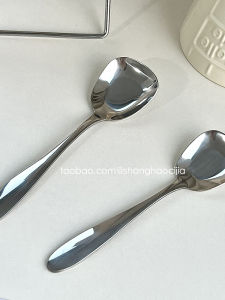 INS South Korea Stainless Steel Long Handle Shove Spoon Cute Dessert Western Spoon For Home Kids Small Rice Spoon Spoon Commercial