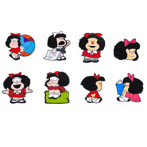 8 Pcs Animation Mafalda Individuality Brooch Cute Character Enamel Pin Backpack Clothing Jewelry Metal Badge Accessories Gift