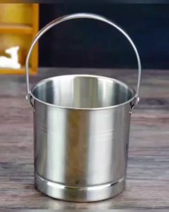 Stainless Steel Portable Champagne Bucket Outdoor Beer Wine Cooler Ice Bucket Handheld Bar KTV Small Ice Block Barrel