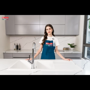 Chậu rửa bát đá Konox Granite Sink Livello Smart 1160 lắp dương keratek⁺ với thành phần thạch anh