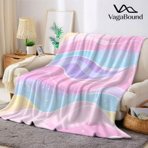 Pastel Candy Wave Flannel Blanket Warm Soft Halloween Christmas Decorative Couch Warm Cozy All-Season Gift